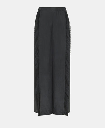 MARCOS PANTS IN HABUTAI WITH VALENCIENNES - BLACK
