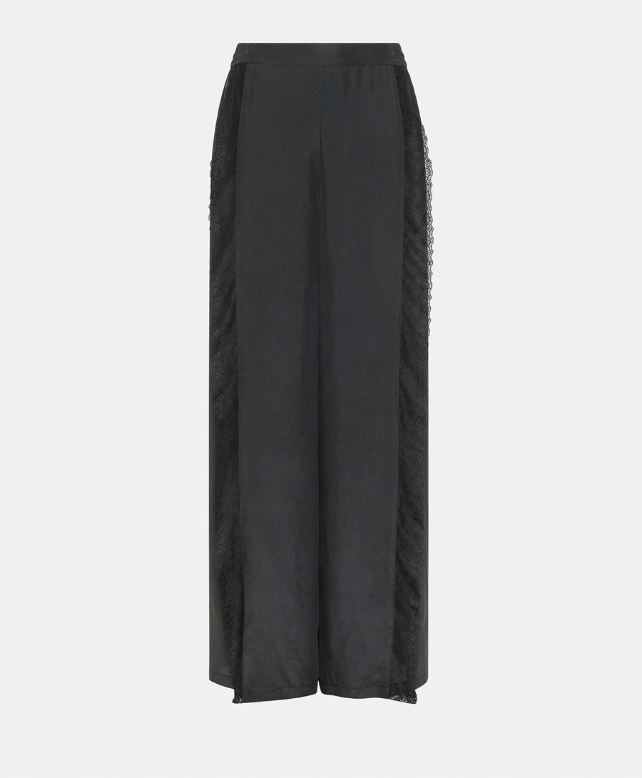 MARCOS PANTS IN HABUTAI WITH VALENCIENNES - BLACK