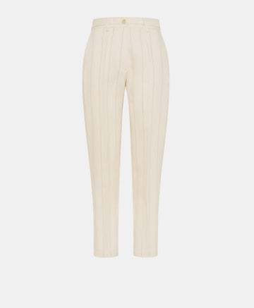 MATTHIEU PANTS IN STRIPED FAKE DENIM - CREAM