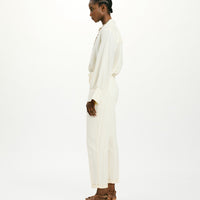 MATTHIEU PANTS IN STRIPED FAKE DENIM - CREAM