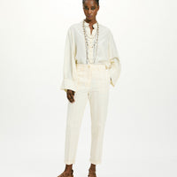 MATTHIEU PANTS IN STRIPED FAKE DENIM - CREAM