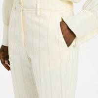 MATTHIEU PANTS IN STRIPED FAKE DENIM - CREAM