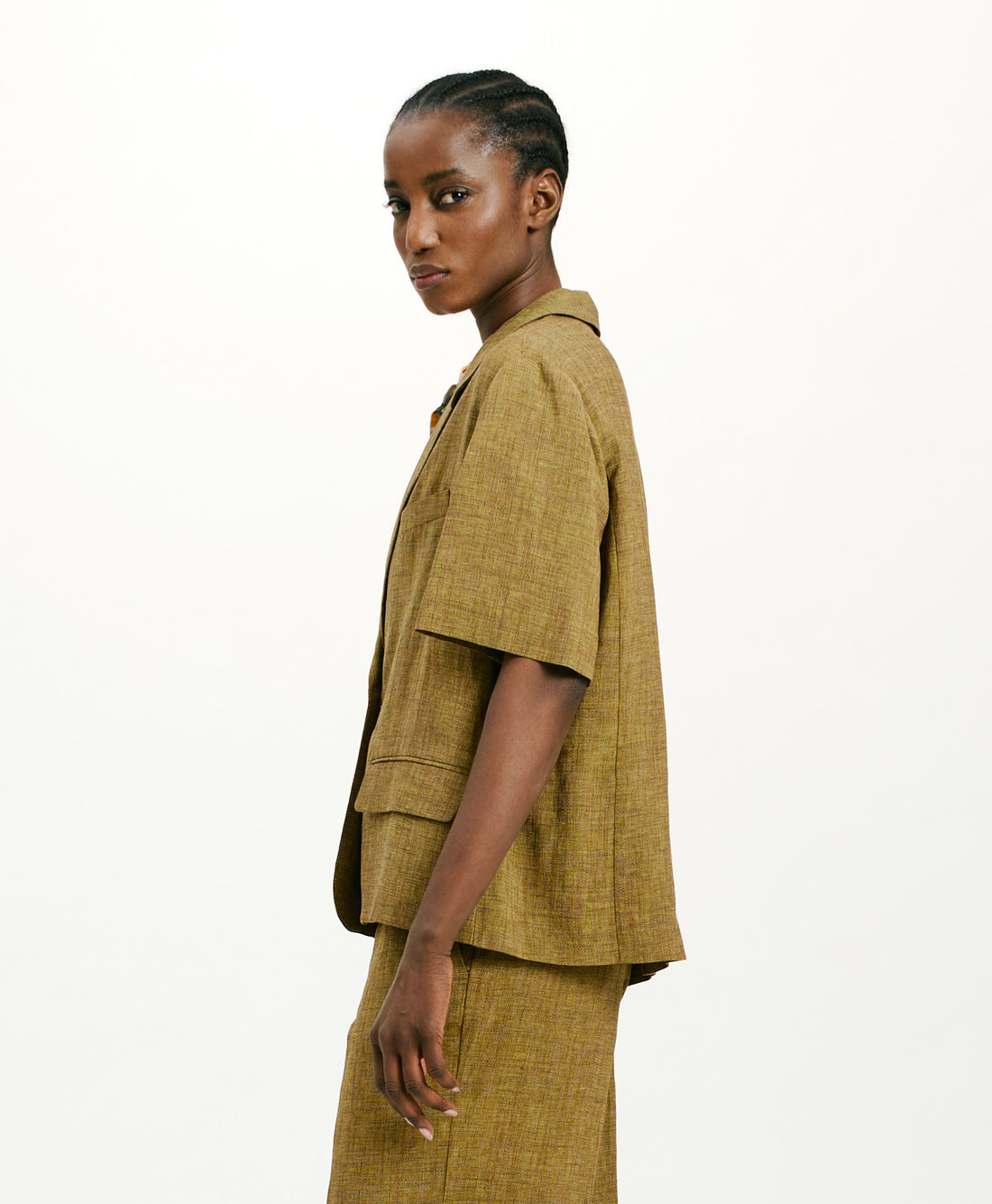PIRQUA JACKET IN VISCOSE AND LINEN - OIL
