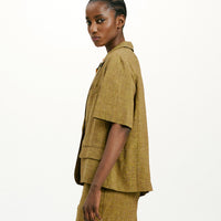 PIRQUA JACKET IN VISCOSE AND LINEN - OIL
