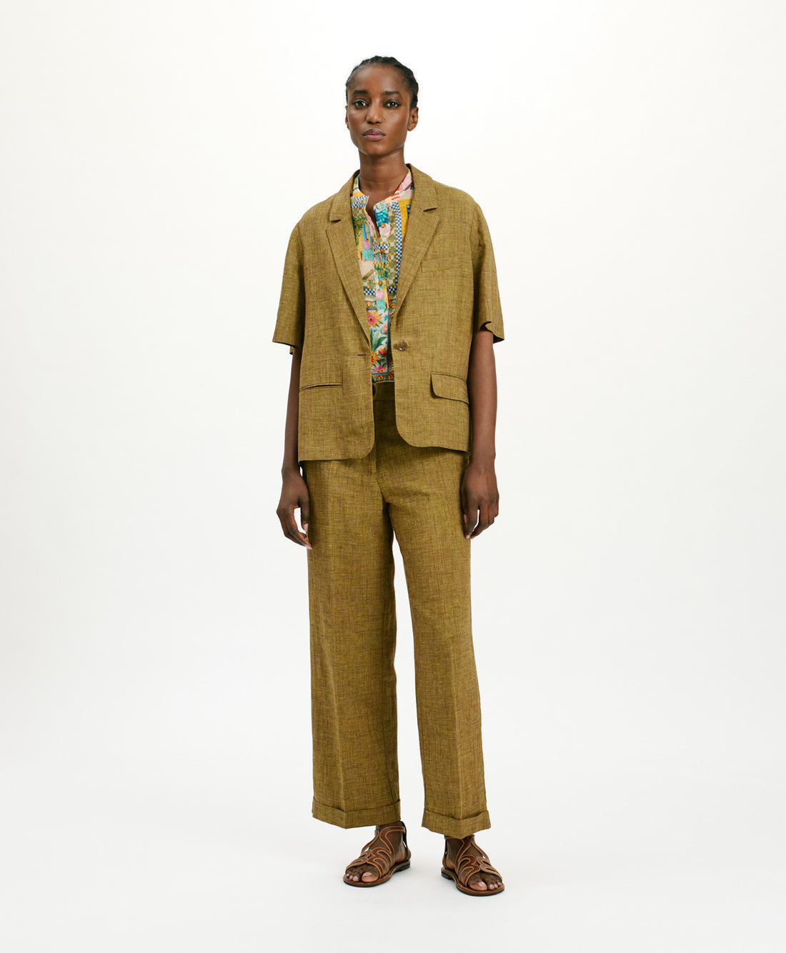 PIRQUA JACKET IN VISCOSE AND LINEN - OIL