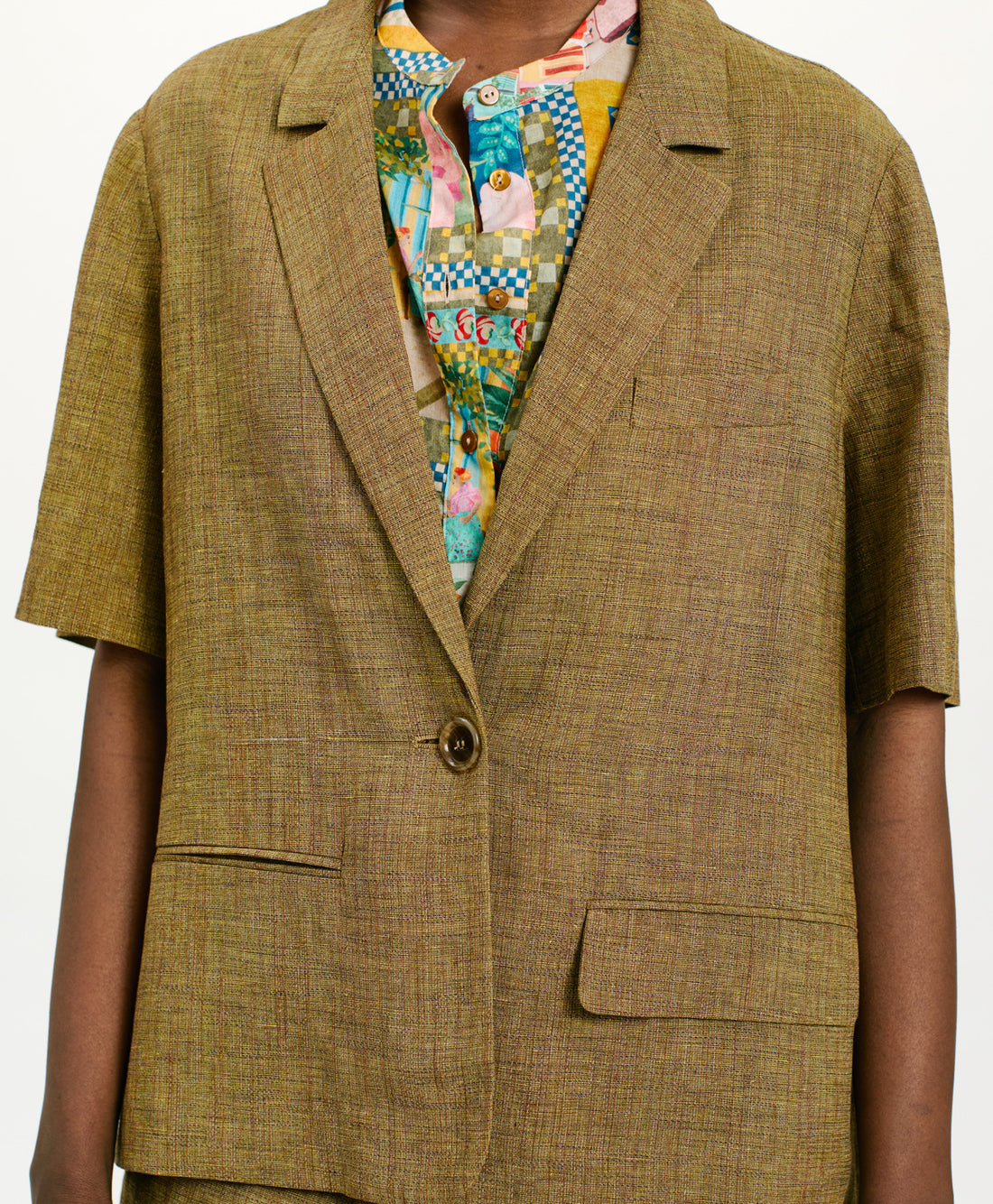 PIRQUA JACKET IN VISCOSE AND LINEN - OIL