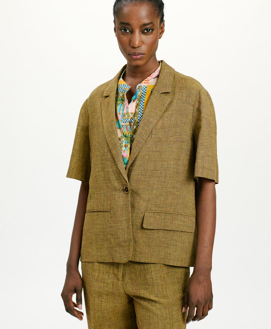 PIRQUA JACKET IN VISCOSE AND LINEN - OIL