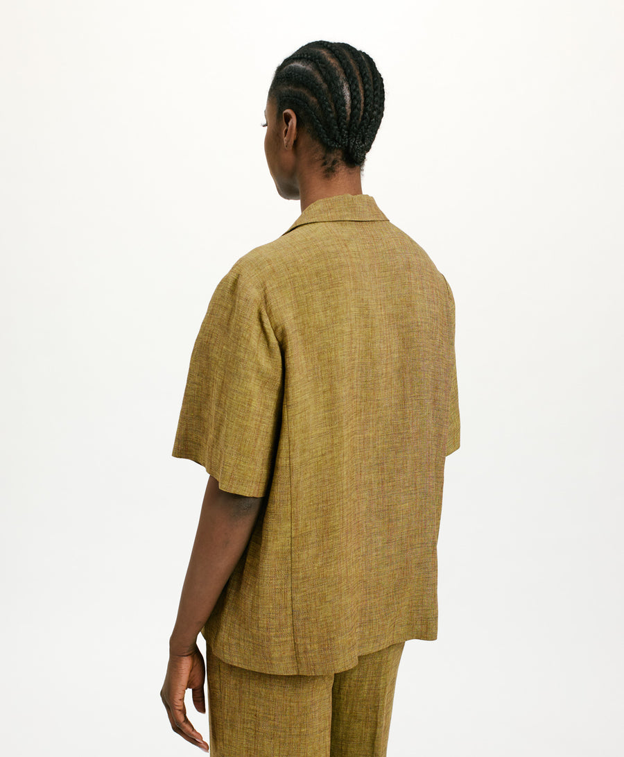 PIRQUA JACKET IN VISCOSE AND LINEN - OIL