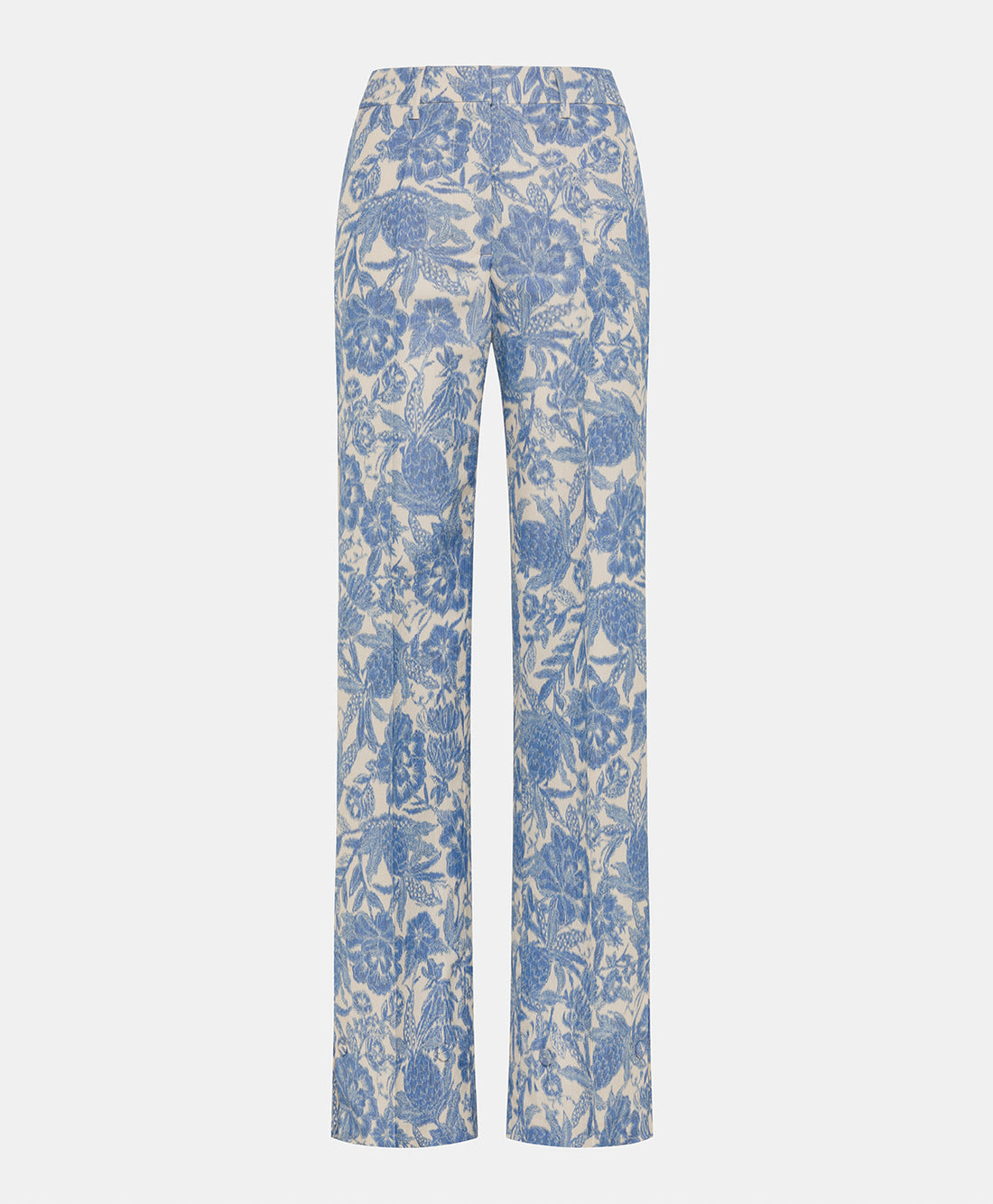 SANTIAGO PANTS IN JAQUARD TROPICAL - BUTTER/BLUE NAVY
