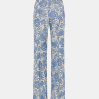 SANTIAGO PANTS IN JAQUARD TROPICAL - BUTTER/BLUE NAVY
