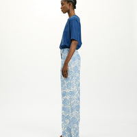 SANTIAGO PANTS IN JAQUARD TROPICAL - BUTTER/BLUE NAVY