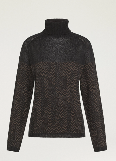 TWAIN SWEATER IN JACQUARD - BROWN/BLACK