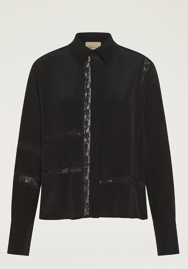 KATE SHIRT IN SOLID COLOUR SILK - BLACK
