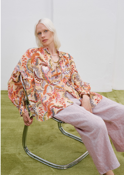 JURUA SHIRT IN PRINTED COTTON VOILE - MULTICOLOR MAGENTA