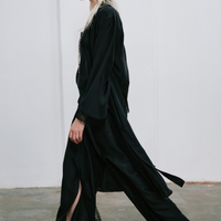 MARCOS PANTS IN HABUTAI WITH VALENCIENNES - BLACK