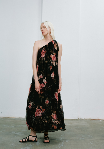 LUNA DRESS IN PRINTED CHIFFON CREPON