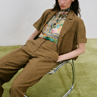 THIAGO PANTS IN VISCOSE AND LINEN - OIL
