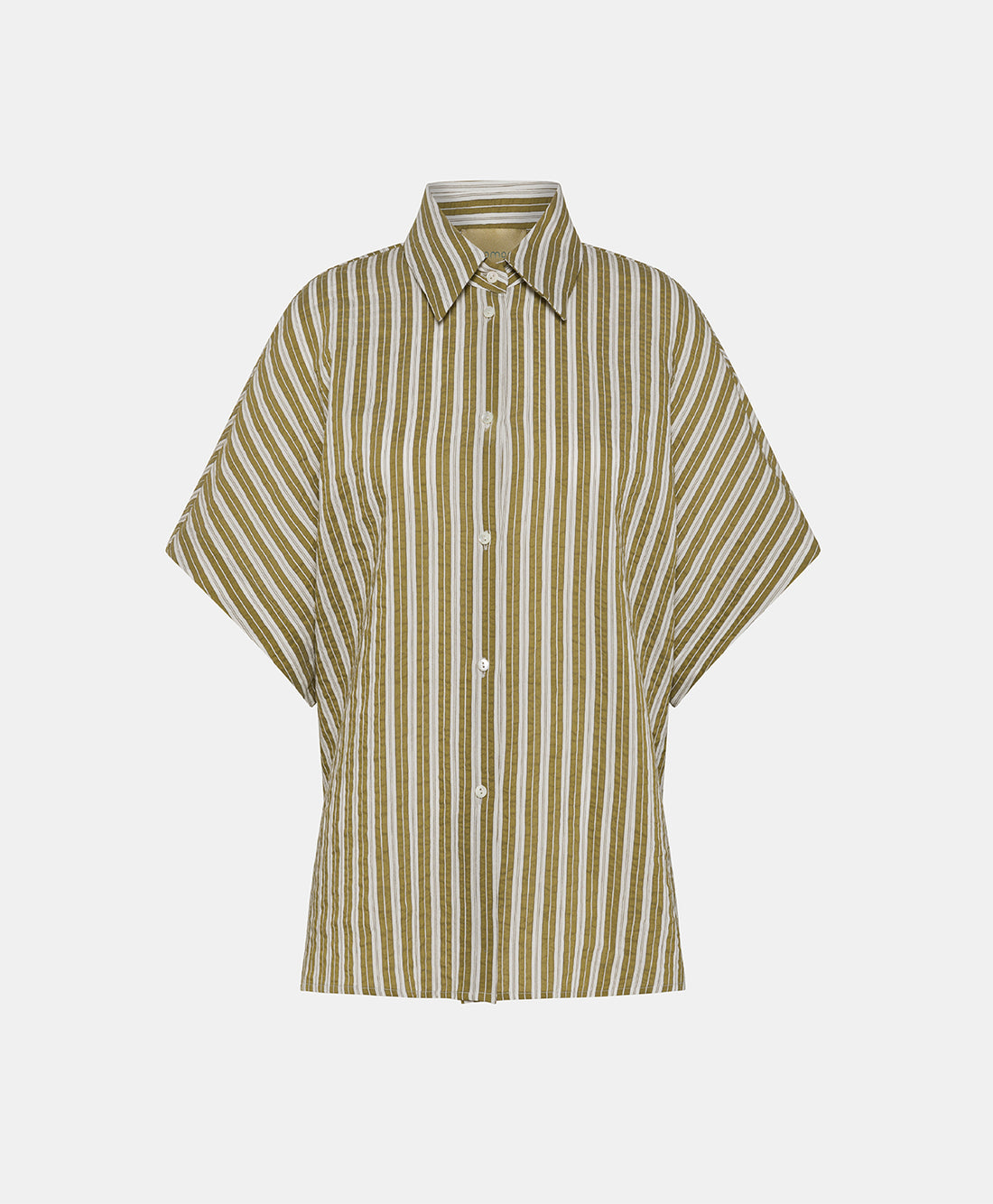 TAINA SHIRT IN STRIPED COTTON AND SILK - CREAM/GREEN