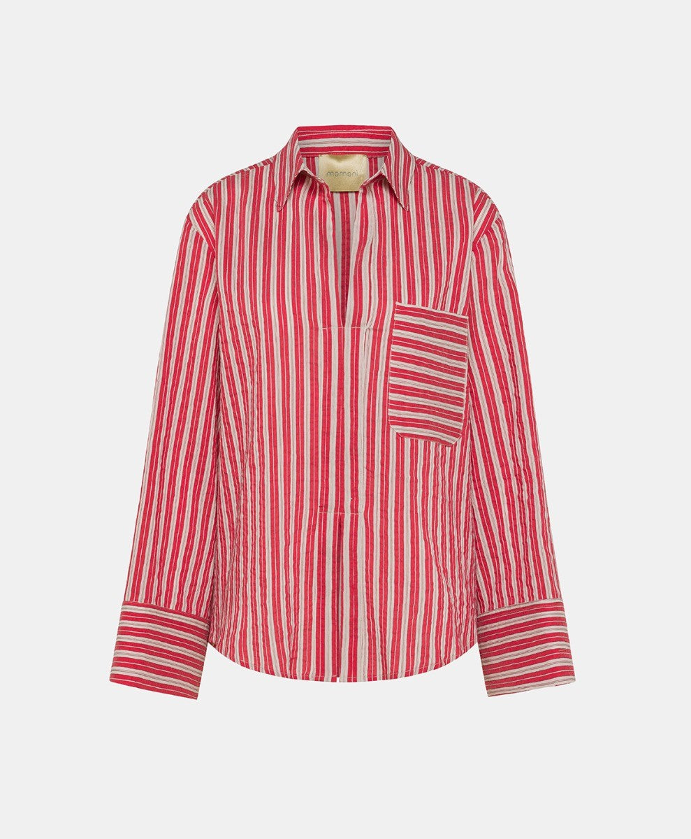TARA BLOUSE IN STRIPED COTTON AND SILK