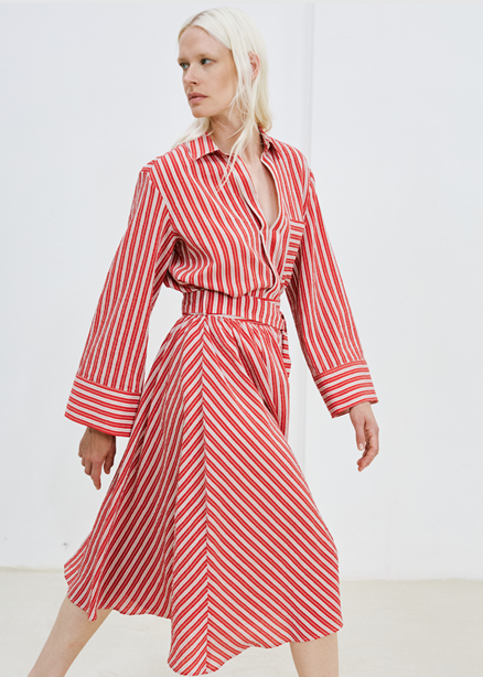 CAIANA SKIRT IN STRIPED COTTON AND SILK