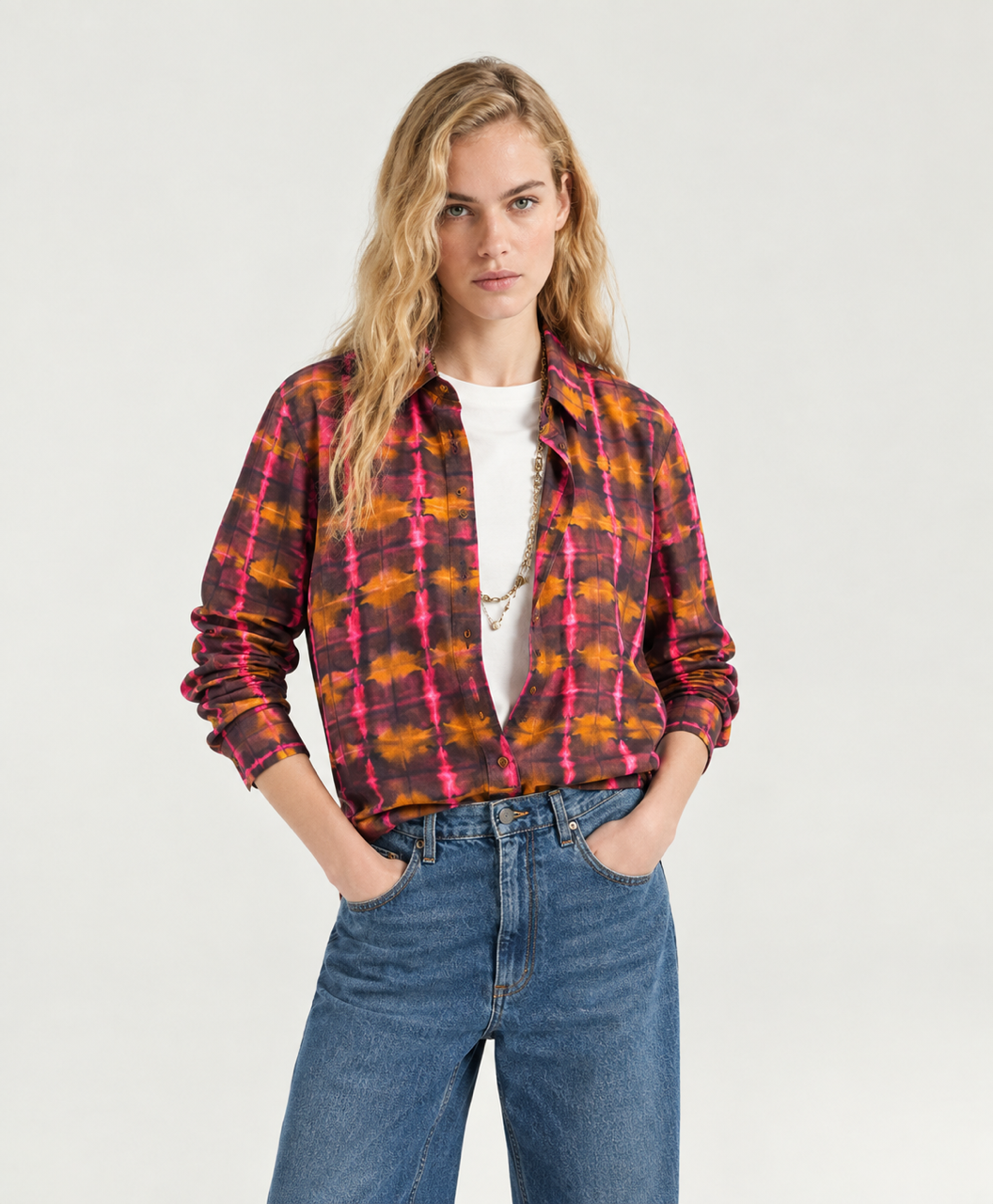 ARLES SHIRT IN ALL-OVER PRINTED SATIN