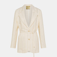 MOMONI OPUNTIA JACKET IN STRIPED FAKE DENIM - CREAM