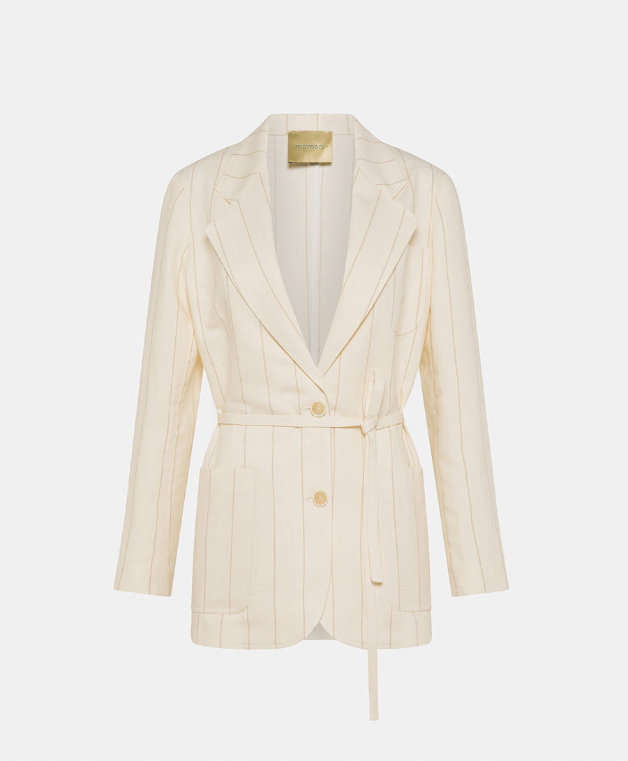 MOMONI OPUNTIA JACKET IN STRIPED FAKE DENIM - CREAM