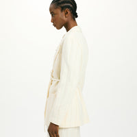 MOMONI OPUNTIA JACKET IN STRIPED FAKE DENIM - CREAM