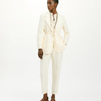 MOMONI OPUNTIA JACKET IN STRIPED FAKE DENIM - CREAM