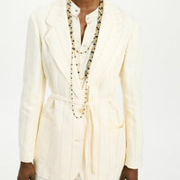 MOMONI OPUNTIA JACKET IN STRIPED FAKE DENIM - CREAM