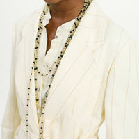 MOMONI OPUNTIA JACKET IN STRIPED FAKE DENIM - CREAM
