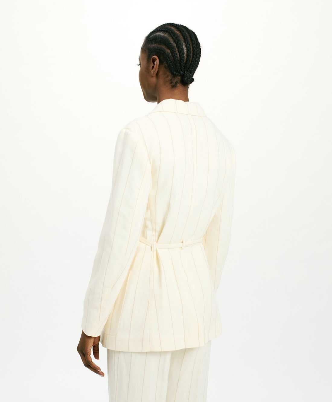 MOMONI OPUNTIA JACKET IN STRIPED FAKE DENIM - CREAM
