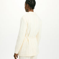 MOMONI OPUNTIA JACKET IN STRIPED FAKE DENIM - CREAM